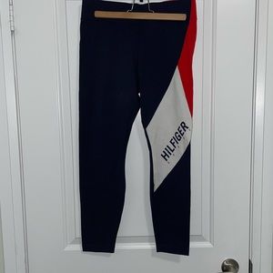 Tommy Hilfiger athletic leggings - size m - navy blue with red and white accent